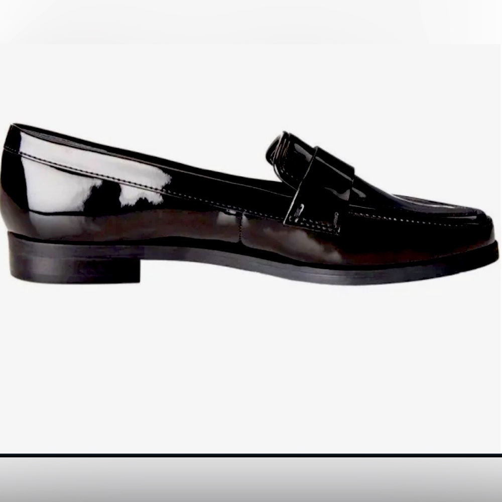 Black Patent leather Franco Sarto loafers, size 8.